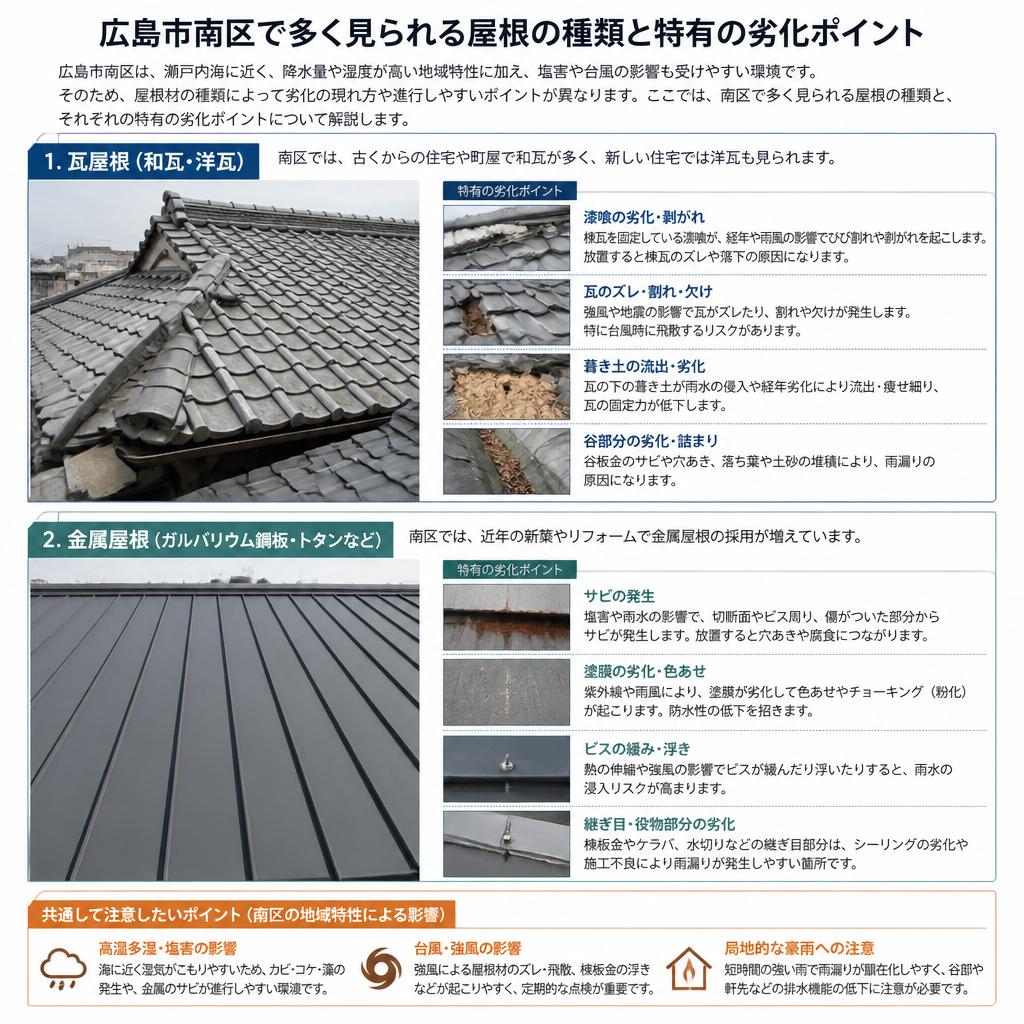 広島市南区に多い屋根タイプとその特性