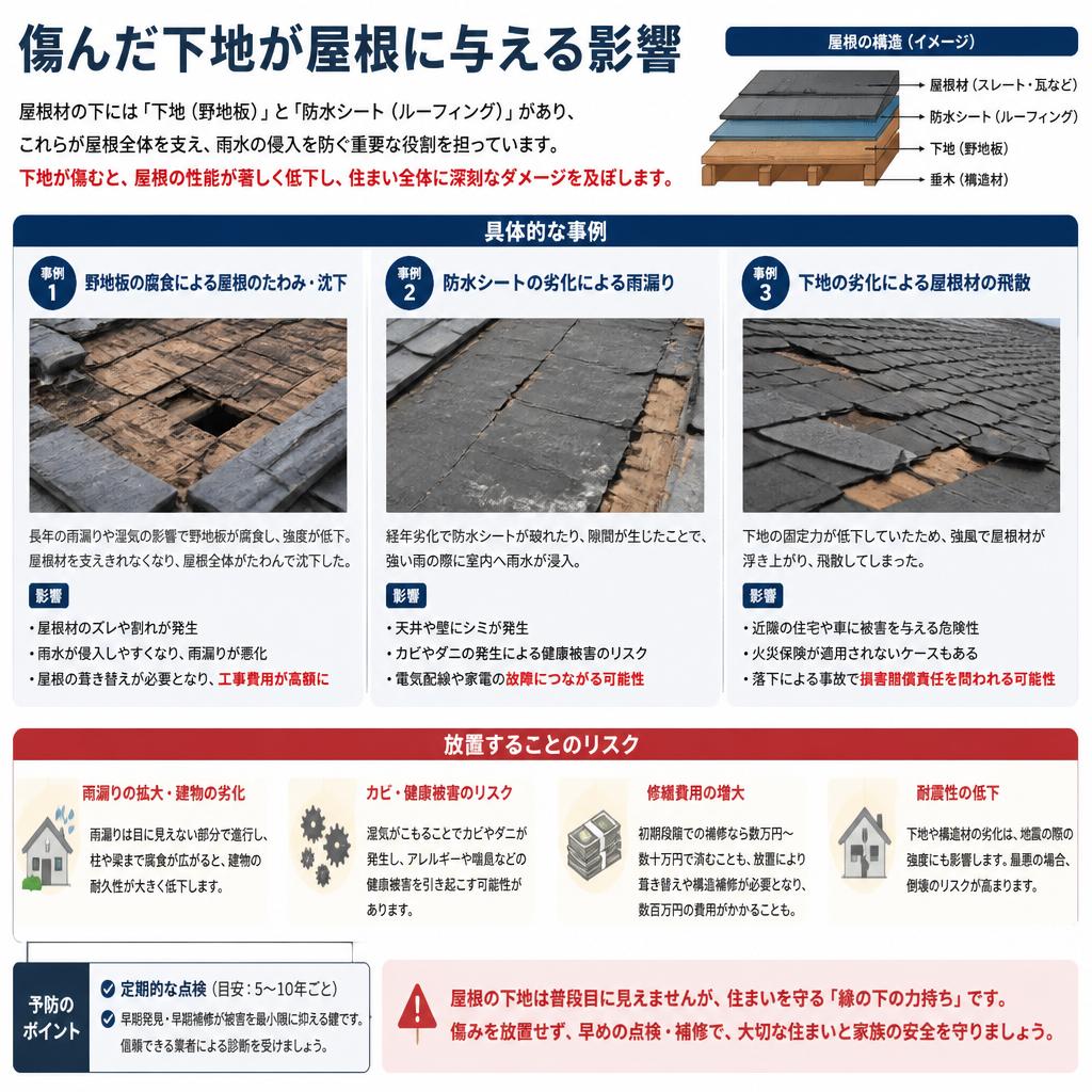 2. 下地が傷んでいるとどんな問題が？