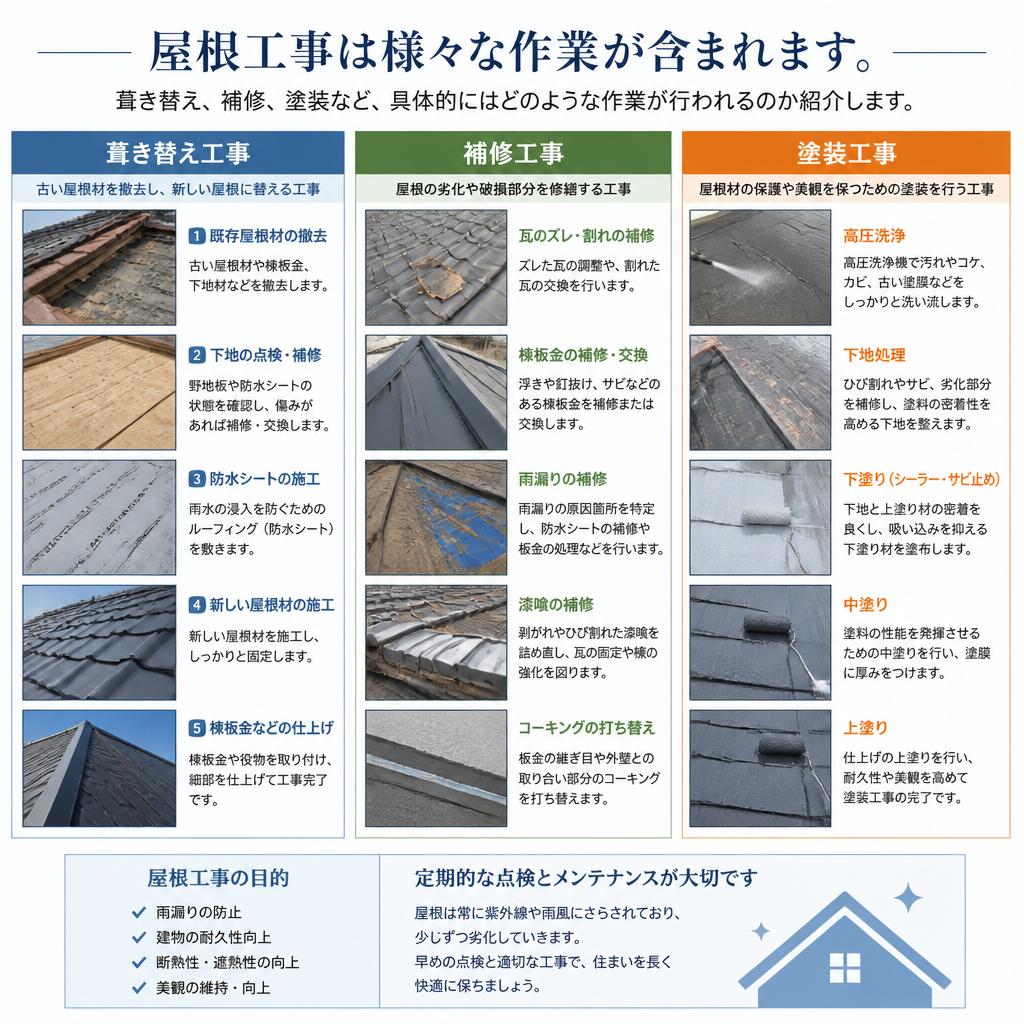 屋根工事で行うべき作業の種類