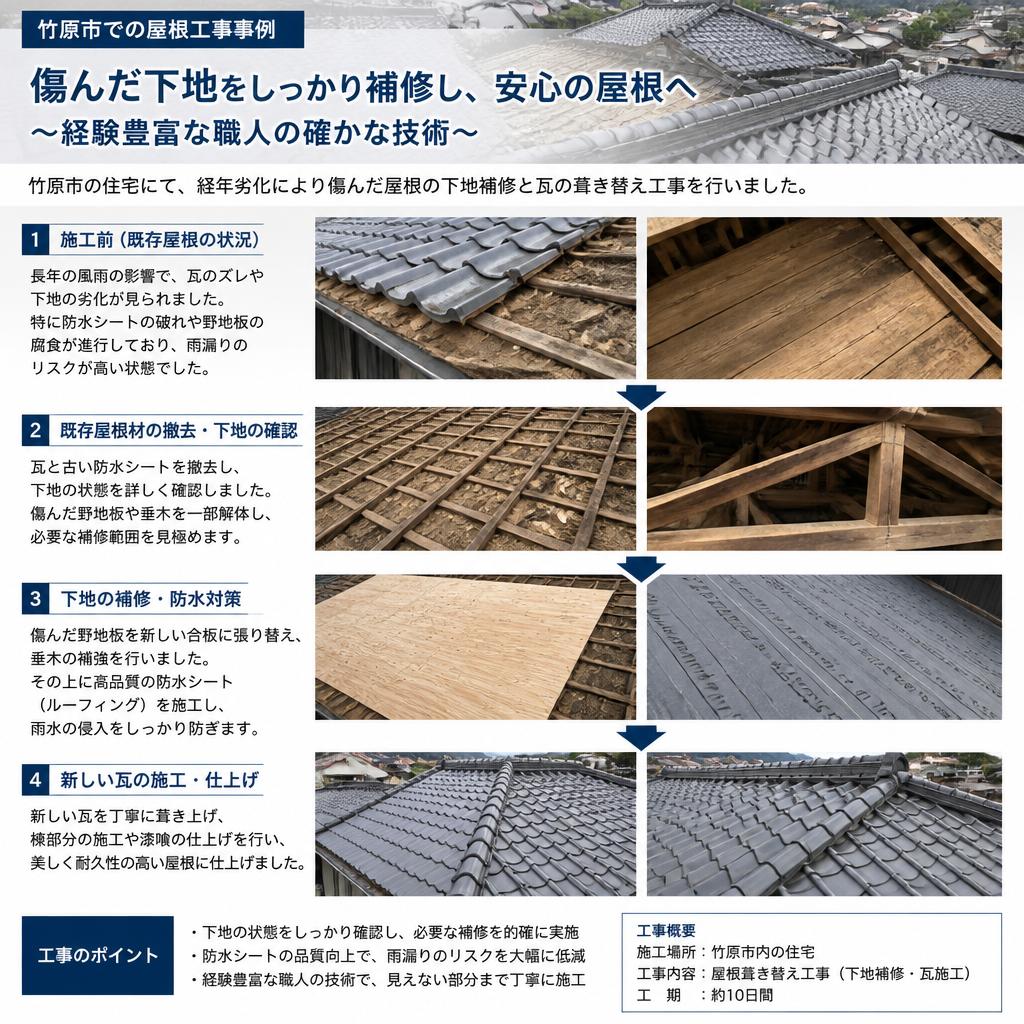 竹原市の屋根工事の実績