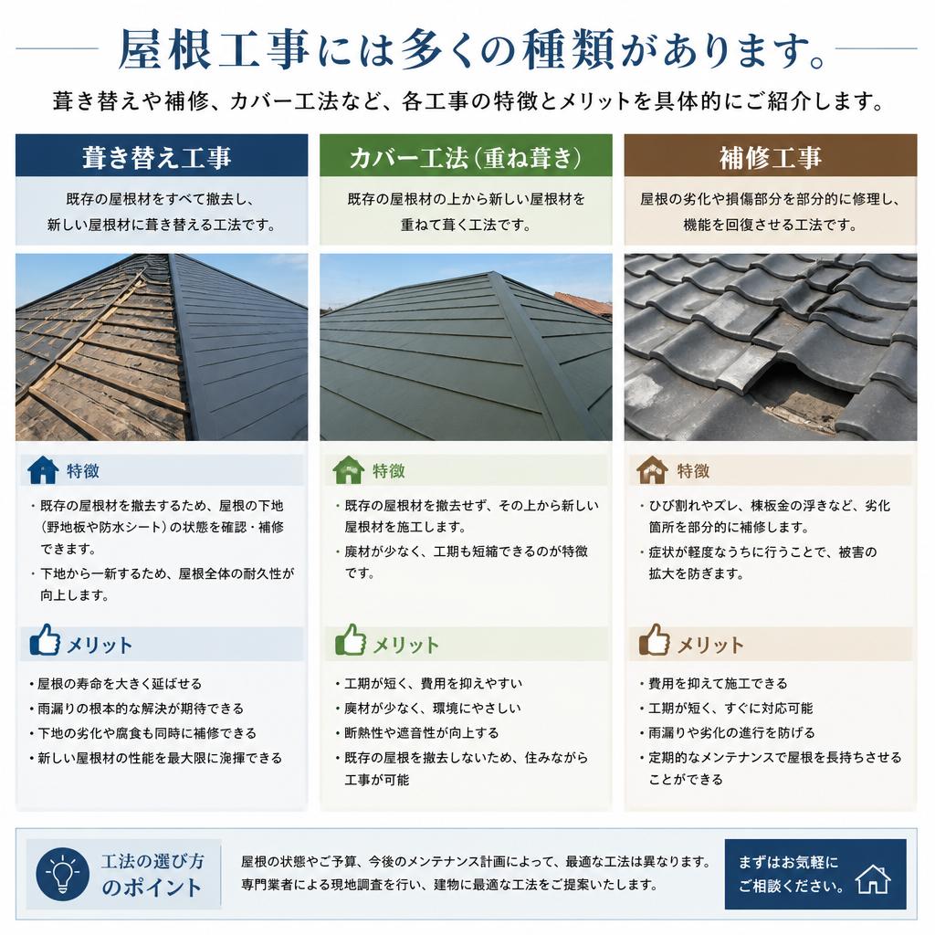 屋根工事の種類と具体例