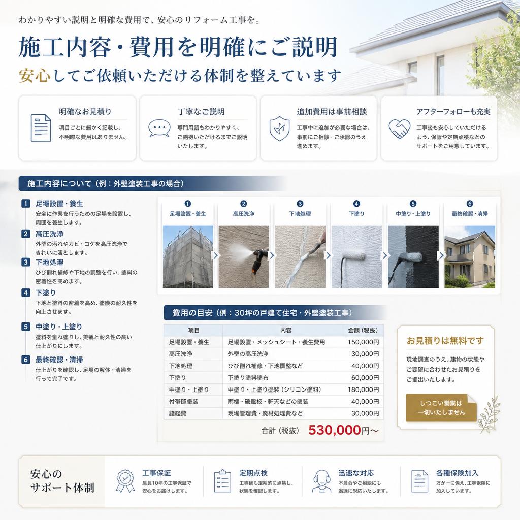 施工プランとお見積りの透明性
