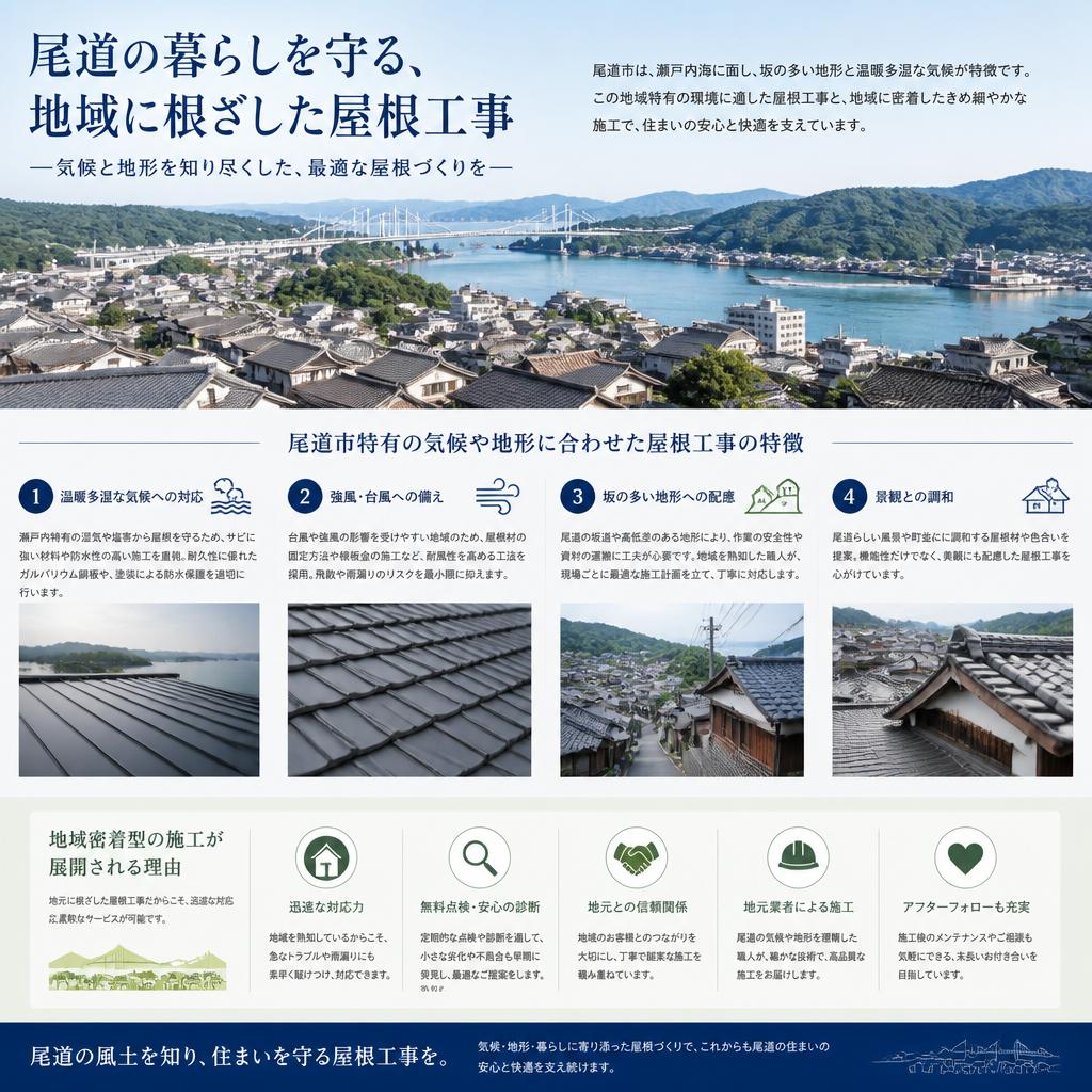 尾道市の屋根工事の特徴