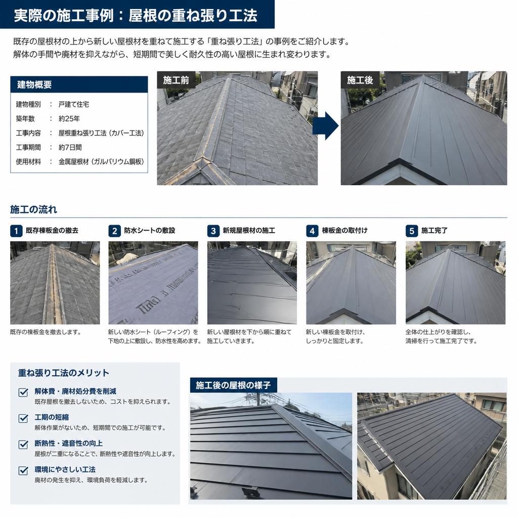 三次市での重ね張り施工例