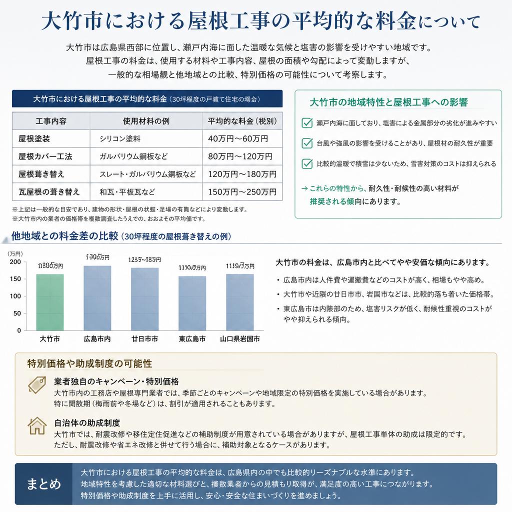 大竹市の屋根工事の一般的な相場