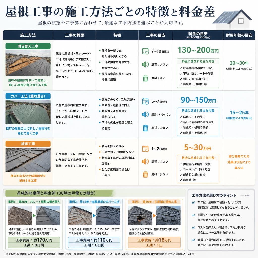 施工方法による費用の差