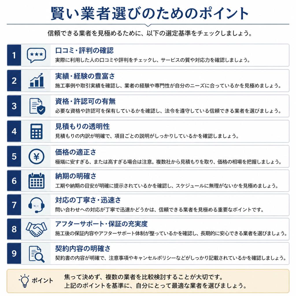 信頼できる業者の選び方